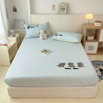 Thick pure cotton fitted sheet with reinforced elastic edges