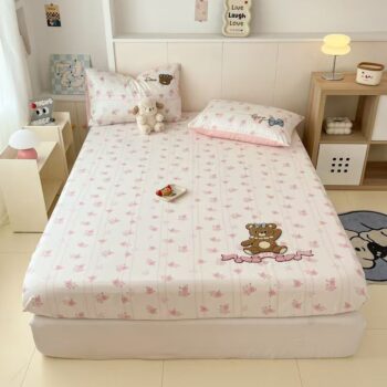 Thick pure cotton fitted sheet with reinforced elastic edges