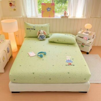 Thick pure cotton fitted sheet with reinforced elastic edges