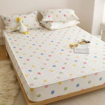 Thick quilted pure cotton non-slip fitted sheet for home beds
