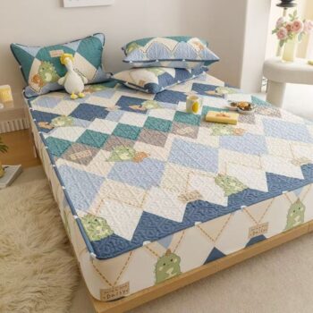 Thick quilted pure cotton non-slip fitted sheet for home beds
