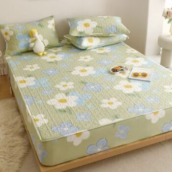 Thick quilted pure cotton non-slip fitted sheet for home beds