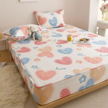 Thick quilted pure cotton non-slip fitted sheet for home beds