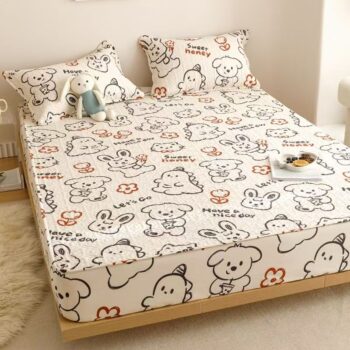 Thick quilted pure cotton non-slip fitted sheet for home beds