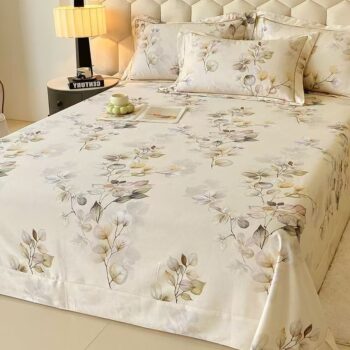 Luxury thick pure cotton vintage printed winter bed sheet