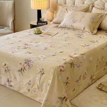 Luxury thick pure cotton vintage printed winter bed sheet