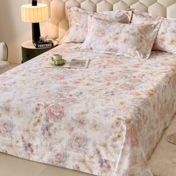 Luxury thick pure cotton vintage printed winter bed sheet