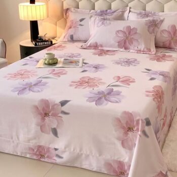 Luxury thick pure cotton vintage printed winter bed sheet