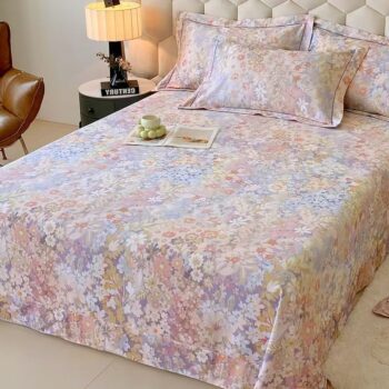 Luxury thick pure cotton vintage printed winter bed sheet