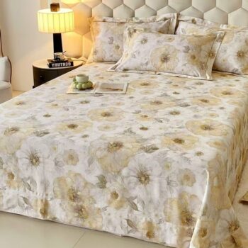 Luxury thick pure cotton vintage printed winter bed sheet