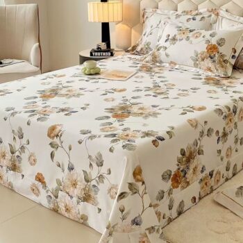 Luxury thick pure cotton vintage printed winter bed sheet