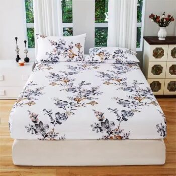 Waterproof microfiber printed fitted sheet with elastic corners