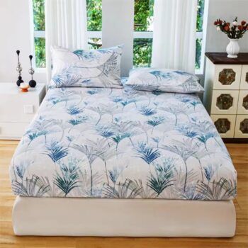 Waterproof microfiber printed fitted sheet with elastic corners