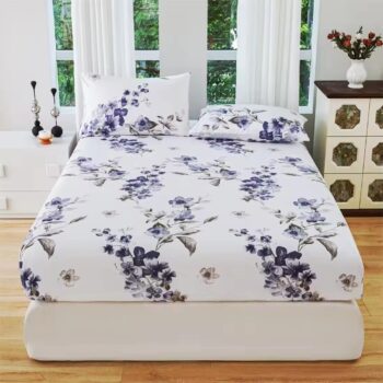 Waterproof microfiber printed fitted sheet with elastic corners